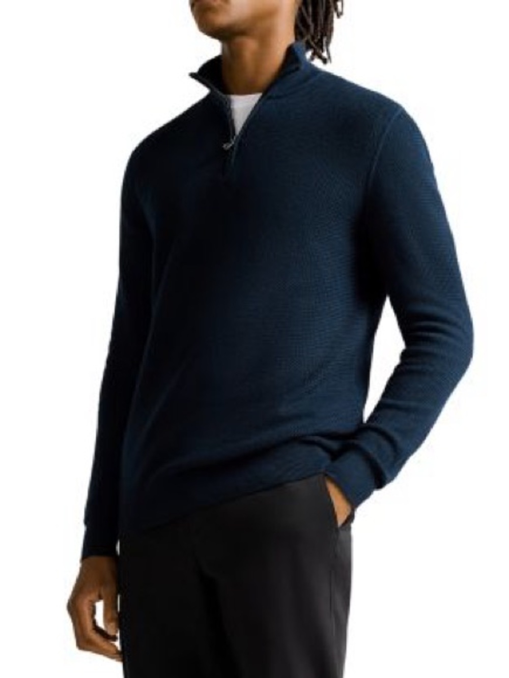 Ted Baker Men's Navy Half-Zip Textured Sweater